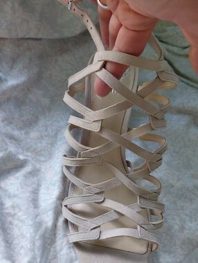 Vince Camuto Beige Strappy High-Heel Gladiator Sandals